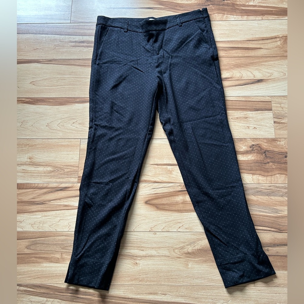 Lila Rose Black Slim Dress Pants with Tiny Dot Pattern